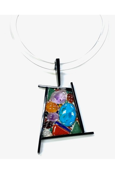 LG - NATURAL STONE TURQUOISE MOSAIC - pendant