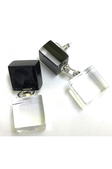 LG - 2 cubes earrings - black