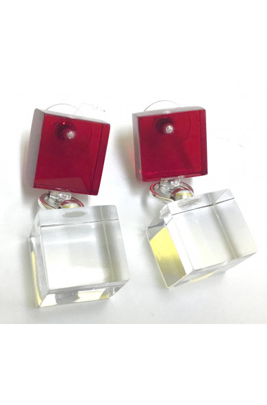 LG - 2 cubes earrings - red