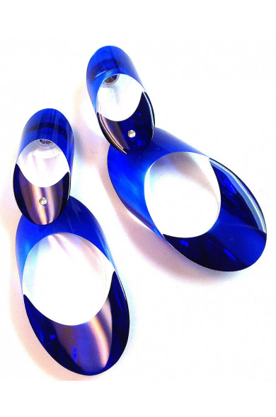 LG - OVAL blue clip - earrings