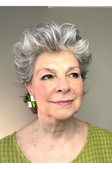 LG - DAMIER green clip - earrings