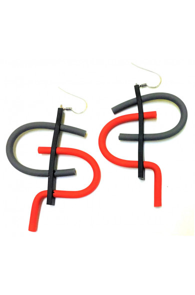 SC Tag earrings - red/matte grey/blk