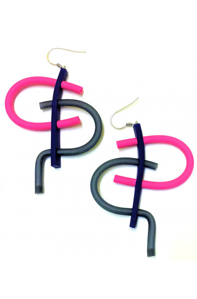 SC Tag earrings - pink/grey...