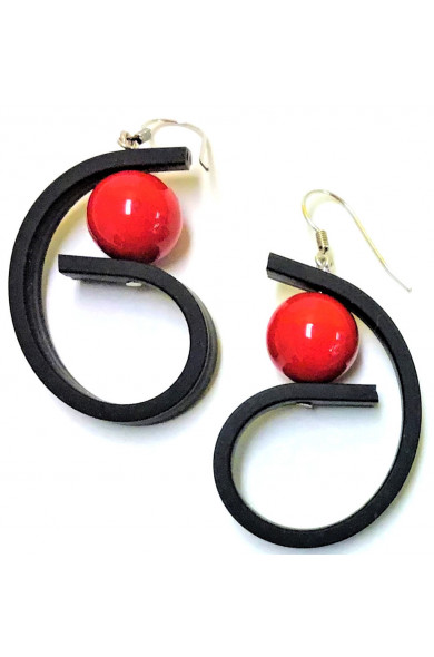 SC Virgule earrings - black/red
