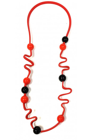 SC Crazy Lucie -red w/ red/black balls - necklace long