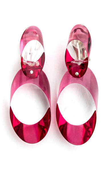 LG - OVAL red clip - earrings