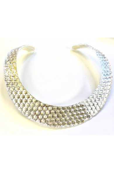 LG - VENUS silver texture - necklace clear CZ